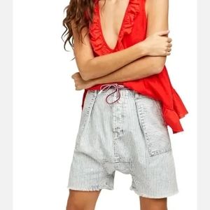NWOT Free People We The Free Easy Rider Harem jean denim shorts Acid Stripe